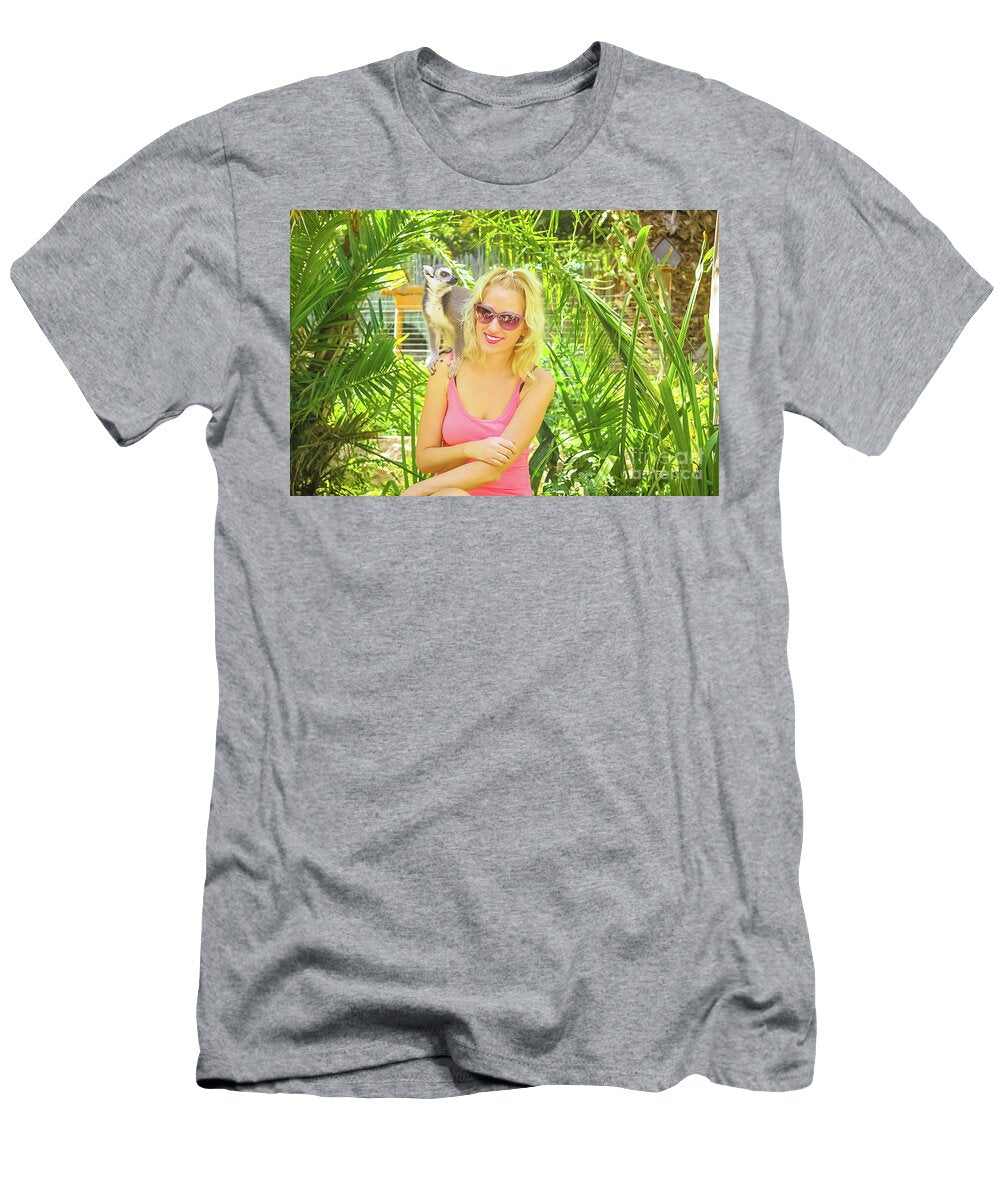 Woman with Lemur Benny Marty T-Shirt